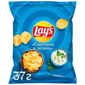 Чипсы картофельные Lays со вкусом сметаны и зелени, 37г